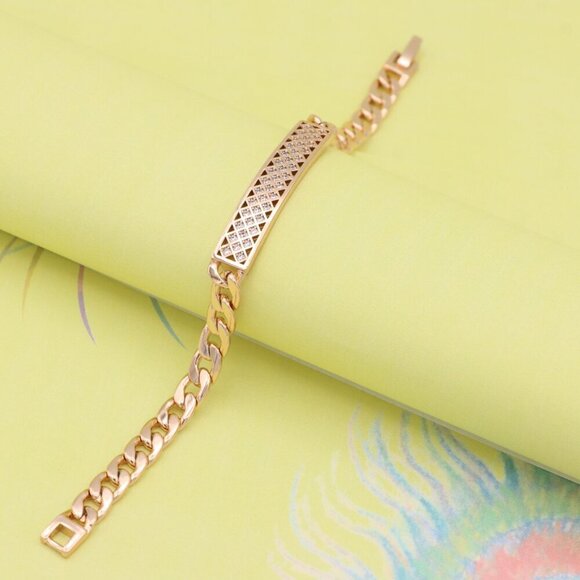 "Rose Gold Bracelet with Diamond Cut Lattice Design, XPBL0945 - Picture 6 of 12